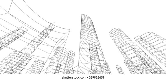 Cityscape. Architectural drawing vector design 