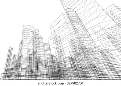 Cityscape. Architectural drawing vector design 