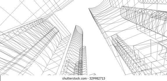 Cityscape. Architectural drawing vector design 