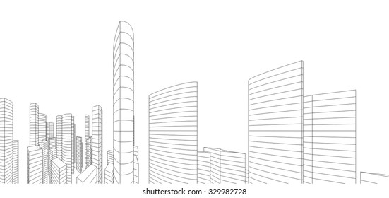 Cityscape. Architectural drawing vector design 