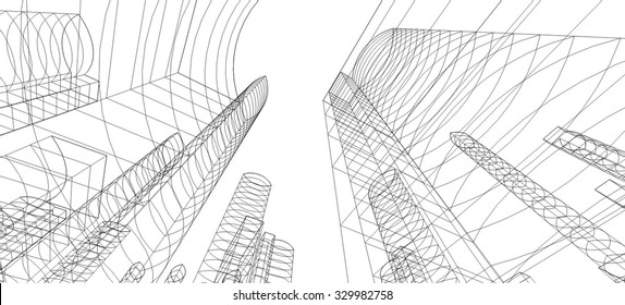 Cityscape. Architectural drawing vector design 