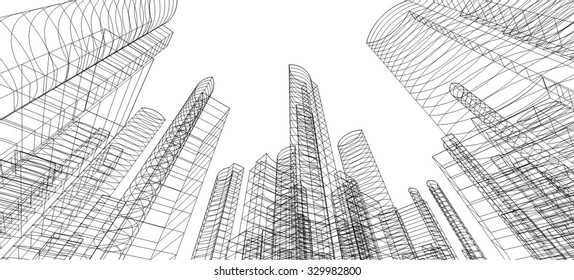 Cityscape. Architectural drawing vector design 