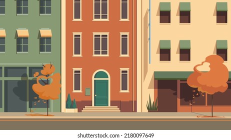 Cityscape in autumn season. Beautiful city street.