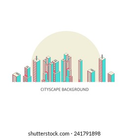 Cityscape Background Architecture Isometric style. Flat Design Vector Illustration