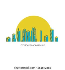 Cityscape Background Architecture Isometric style. Flat Design Vector Illustration