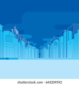 Cityscape background with architecture office building. Vector illustration