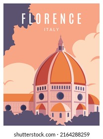 Cityscape background in Florence, Italy. Handmade drawing vector illustration.Travel to italy suitable for poster, postcard, print.