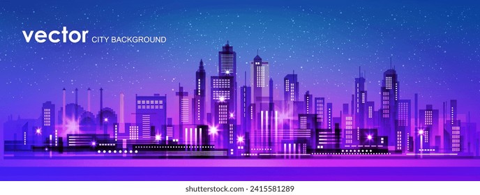 Cityscape background with glowing neon lights