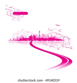 Cityscape Background Pink Urban Art Stock Vector (Royalty Free ...