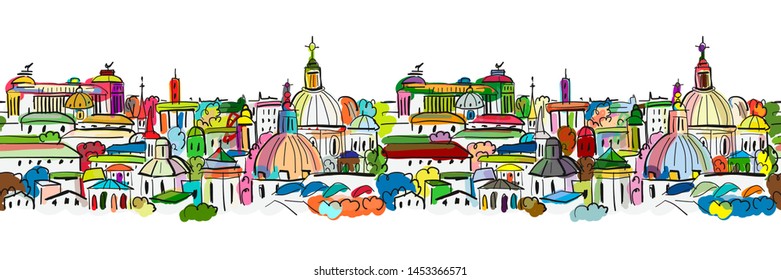 Cityscape background, seamless pattern for your design