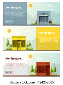  Cityscape background  shops and stores banner,vector,illustration