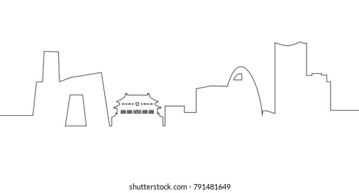 Cityscape of Beijing on a white background, Vector illustration