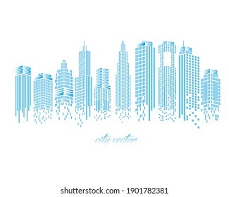 Cityscape of blue buildings isolated design, architecture urban and modern theme Vector illustration