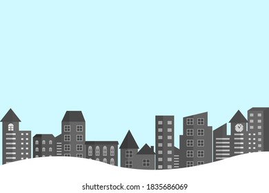Stadtlandschaft mit blauem Hintergrund.