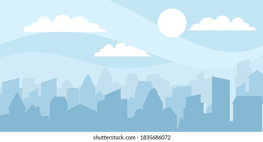 Stadtlandschaft mit blauem Hintergrund.