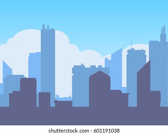 cityscape with blue sky and cloud.