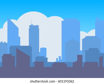 Cityscape with blue sky and cloud.