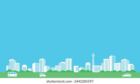 Paisaje urbano y cielo azul