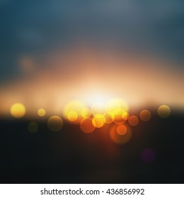 cityscape blurred. desert in sunset with de focused lights,abstract bright blur background. Abstract background Vector illustration