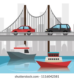 cityscape with bridge scene
