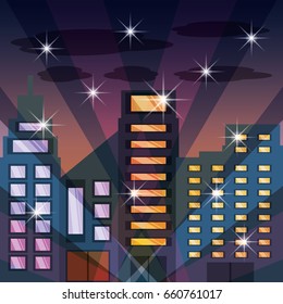 cityscape with buildig in the night