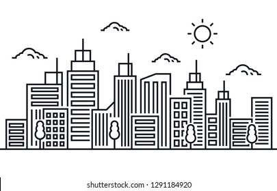 Cityscape building line art design vector