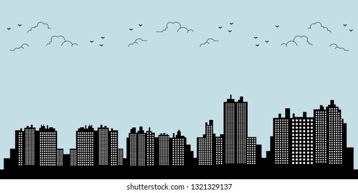 Cityscape Building Line art Vector Illustration