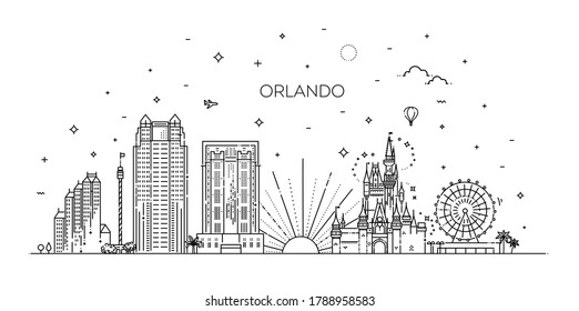 Cityscape Building Line art Vector Illustration design. Orlando city