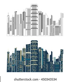 Cityscape Building Line art Vector Illustration design, modern cityscape. vector illustrator