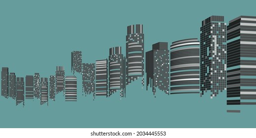 Cityscape, Building perspective, Modern building in the city skyline, city silhouette, Business center, Vector illustration in flat design.