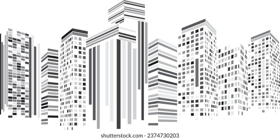 Cityscape, Building perspective, Modern building in the city skyline, city silhouette, city skyscrapers, Business center, illustration in flat design.