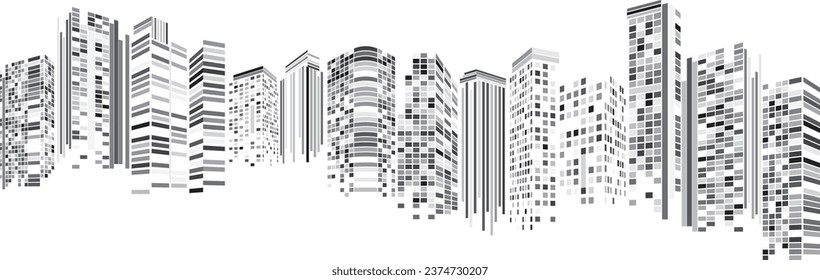 Cityscape, Building perspective, Modern building in the city skyline, city silhouette, city skyscrapers, Business center, illustration in flat design.