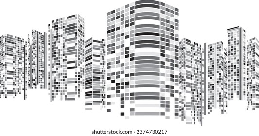 Cityscape, Building perspective, Modern building in the city skyline, city silhouette, city skyscrapers, Business center, illustration in flat design.