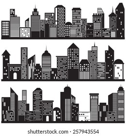 Cityscape and Building Silhouettes Design