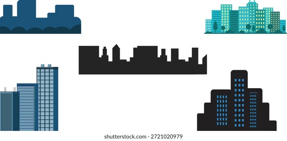 Fondo de edificios de paisaje urbano con edificios modernos de la ciudad con árboles en un estilo monocromo limpio. Esta Ilustración vectorial paisajística urbana muestra una carretera, edificios de oficinas, edificios de Lugares famosos y bloques de apartamentos diseñados en una vista panorámica plana. El diseño mínimo y profesional lo hace ideal para presentaciones de negocios, marca corporativa, proyectos inmobiliarios, promociones de viajes y turismo, conceptos de planificación urbana y visuales arquitectónicos. Ilustraciones de Vector totalmente escalables y editables, perfectas para cabeceras de Sitio web, Anuncios, carteles, App móviles, infografías, materiales publicitarios. Un fondo de edificio moderno y versátil que representa la vida urbana, los distritos de negocios y la infraestructura contemporánea de la ciudad.