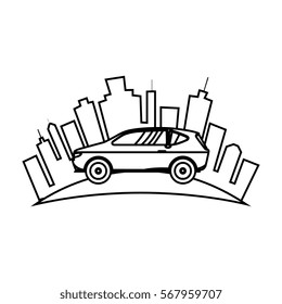 cityscape buildings and car isolated icon