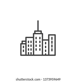 Cityscape buildings line icon. linear style sign for mobile concept and web design. Skyscraper district outline vector icon. Symbol, logo illustration. Pixel perfect vector graphics