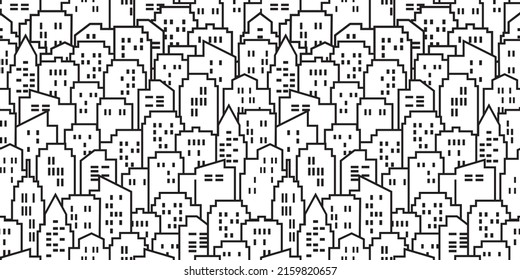 Cityscape Buildings Outline Seamless Pattern Illustration Stock Vector ...