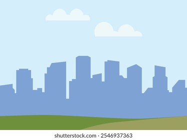 Cityscape with buildings and parkland. City illustration wallpaper.