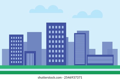 Cityscape with buildings and parkland. City illustration wallpaper.