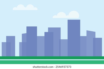 Cityscape with buildings and parkland. City illustration wallpaper.