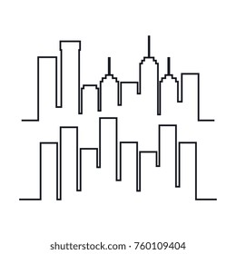 cityscape buildings set silhouette icon