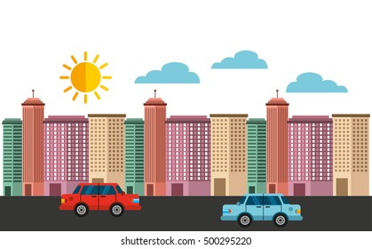 cityscape buildings skyline background vector illustration design