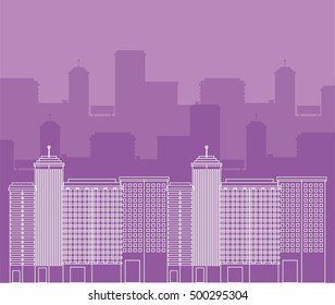 cityscape buildings skyline background vector illustration design
