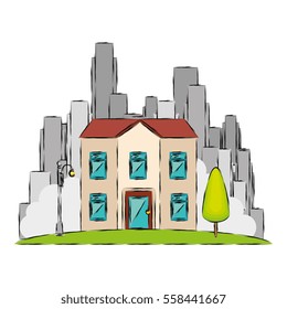 cityscape buildings skyline icon