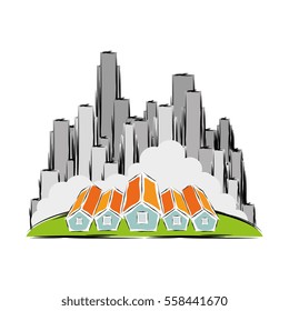 cityscape buildings skyline icon