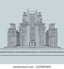 Cityscape, buildings, skyscrapers, modern architecture. Vector illustration