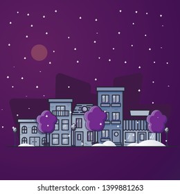 cityscape in a calm winter night