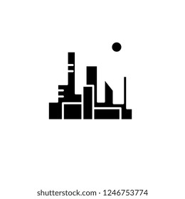 Cityscape of the capital black icon, vector sign on isolated background. Cityscape of the capital concept symbol, illustration 