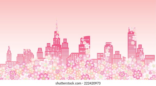 Cityscape / Cherry blossom